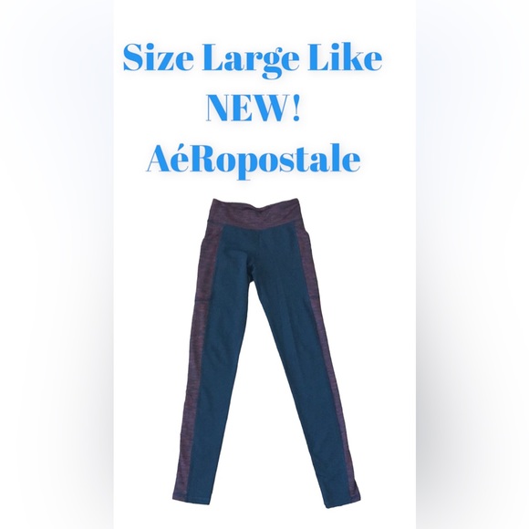 Aeropostale Live Love Dream Athletic Leggings sz L Soft Pockets Like NEW Cute - Picture 3 of 17